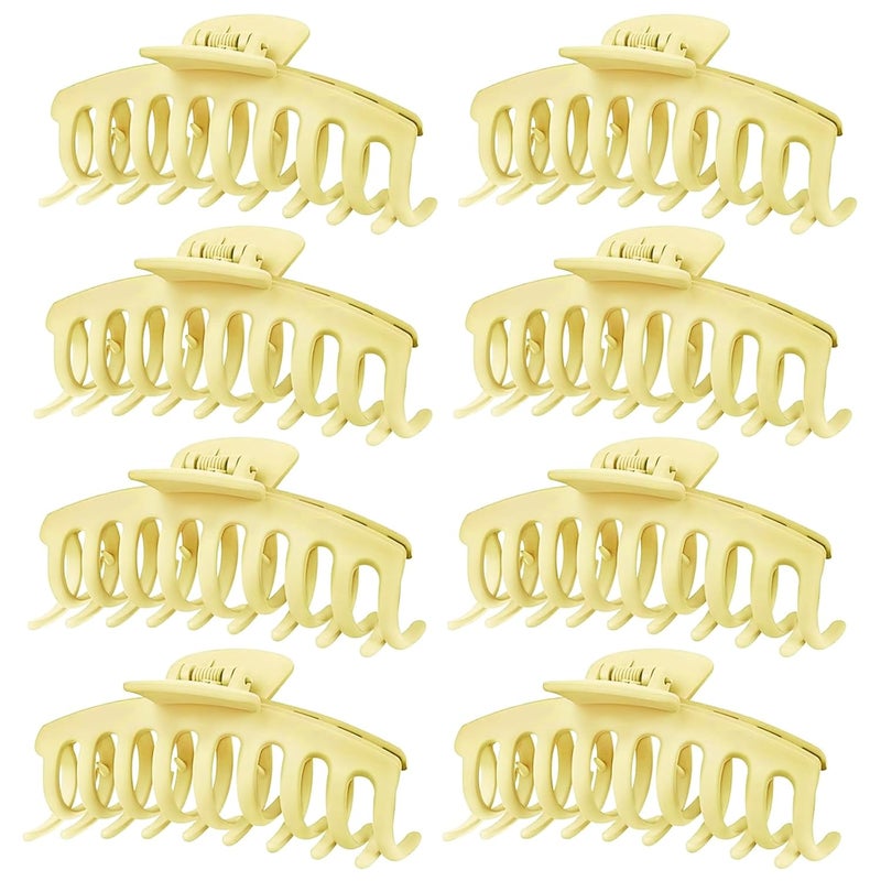 TOCESS Hair Claw Clips for Women - 8PK Large Neutral Matte Jumbo Hair Clips for Thick, Thin, Long, Short, Curly Hair Girls, Big Jaw Clip Set for Daily Use (Lemon Yellow) - Image 1